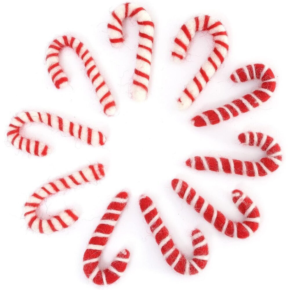 Felt Candy Cane Decoration Red/White- DIY Garland, Arts Crafts Supplies, Cute Ho